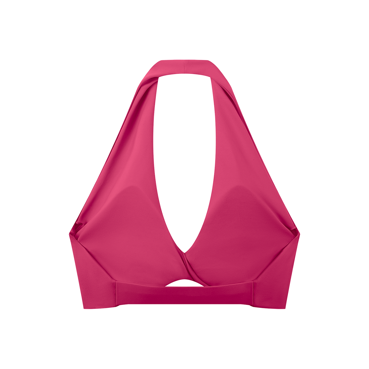 Pleated Halter Sports Bra in Rose Red, back view