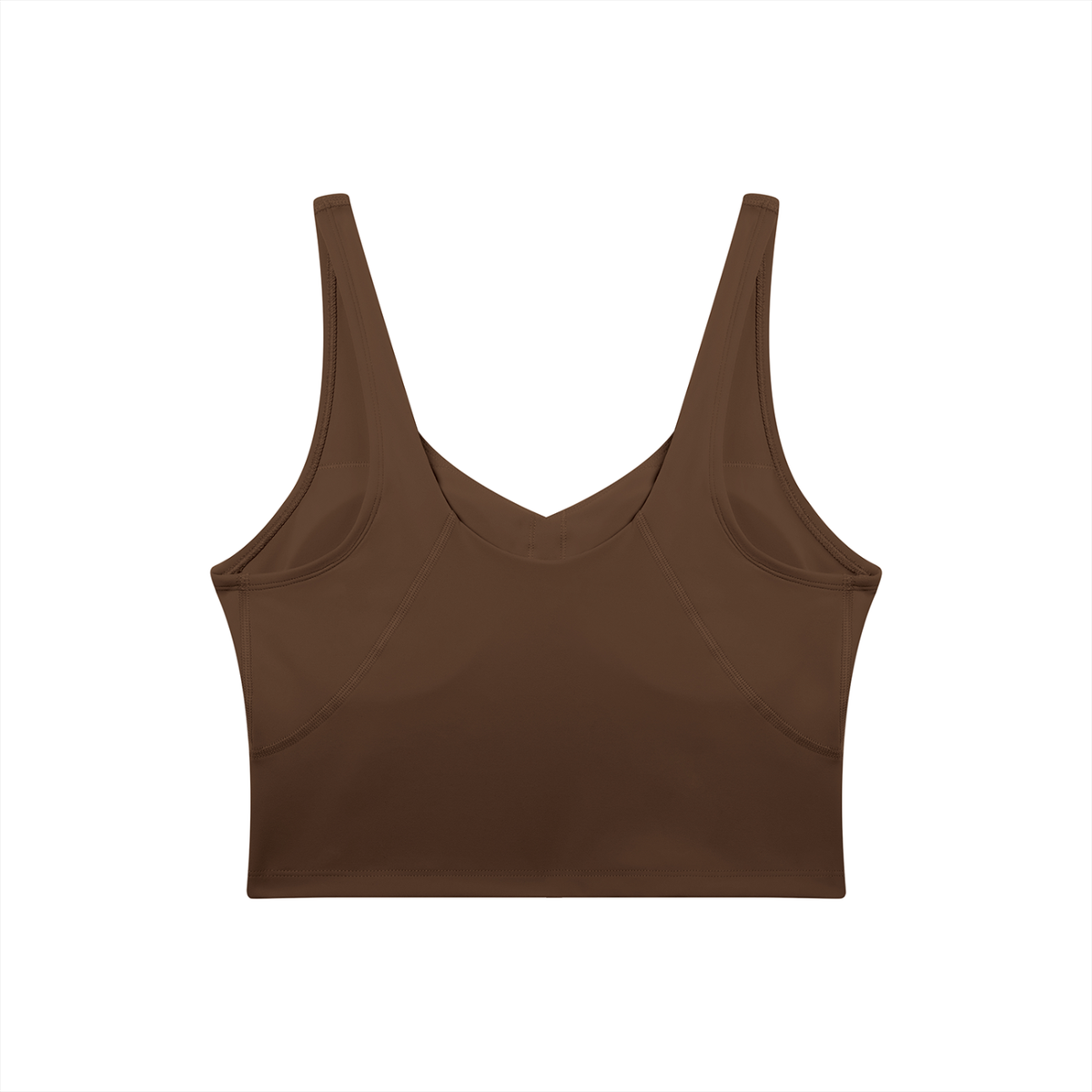 V-Neck Longline Tank in Brown, back view