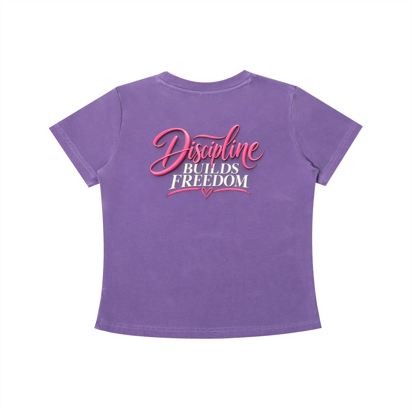 Discipline Builds Freedom Tee in Purple, back