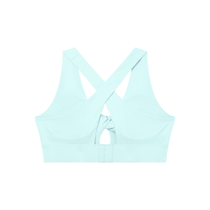 Twist-Front Sports Bra in Sky Blue, back view