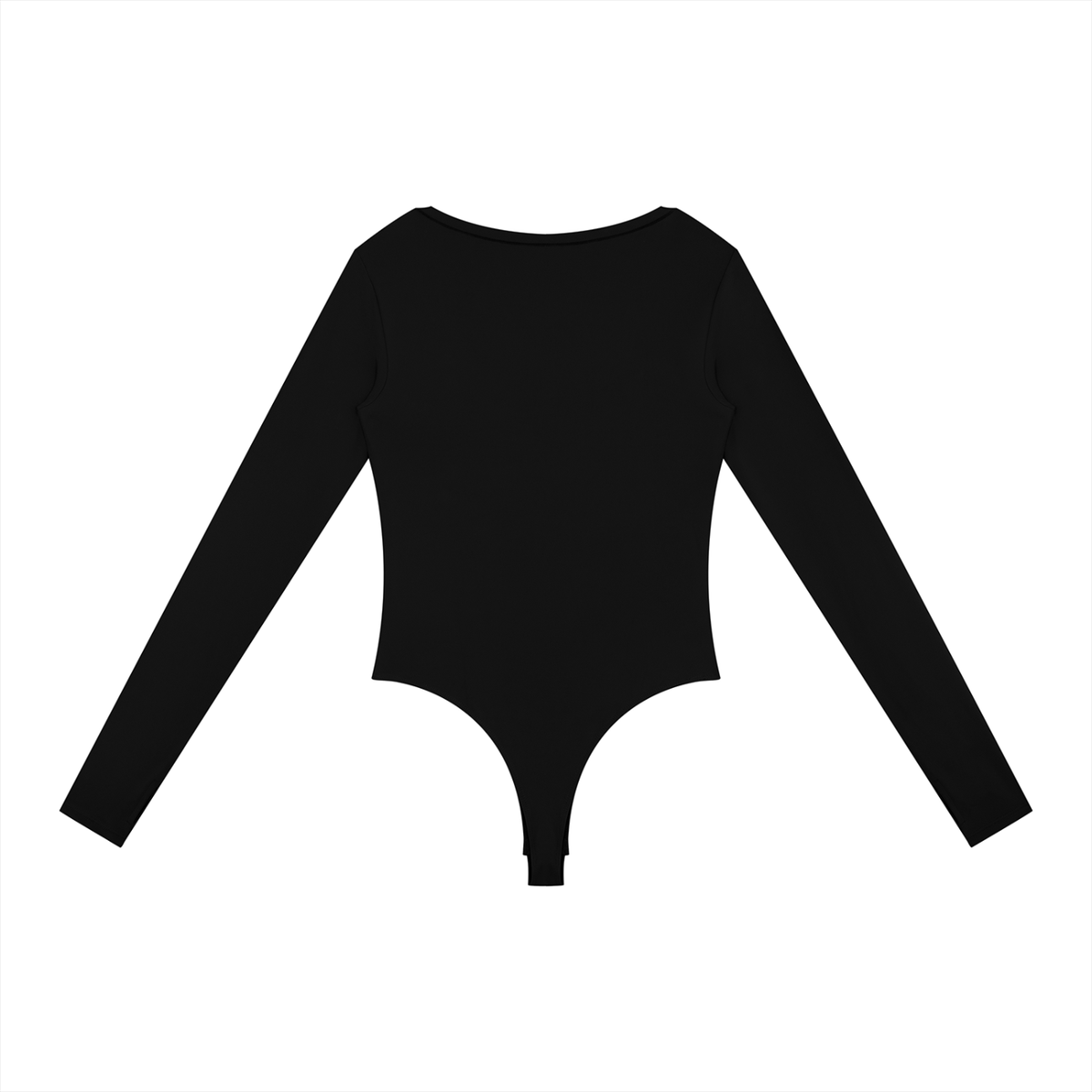 Long-Sleeve Yoga Bodysuit in Black, back view