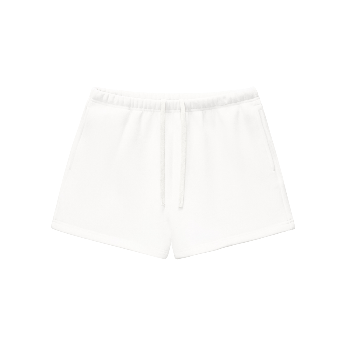 Drawstring Sweatshort in White, front view