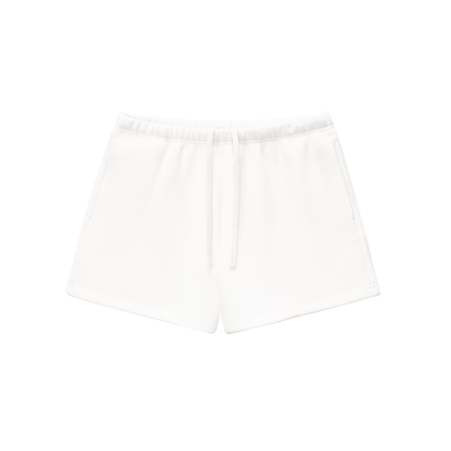 Drawstring Sweatshort in White, front view