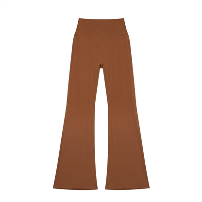 High-Rise Flare Legging in Brown, front view