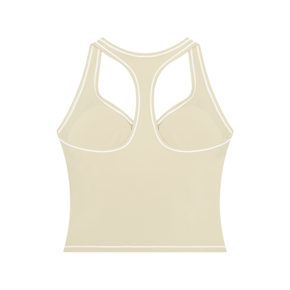 Topstitch Crop Tank in Light Apricot, back view