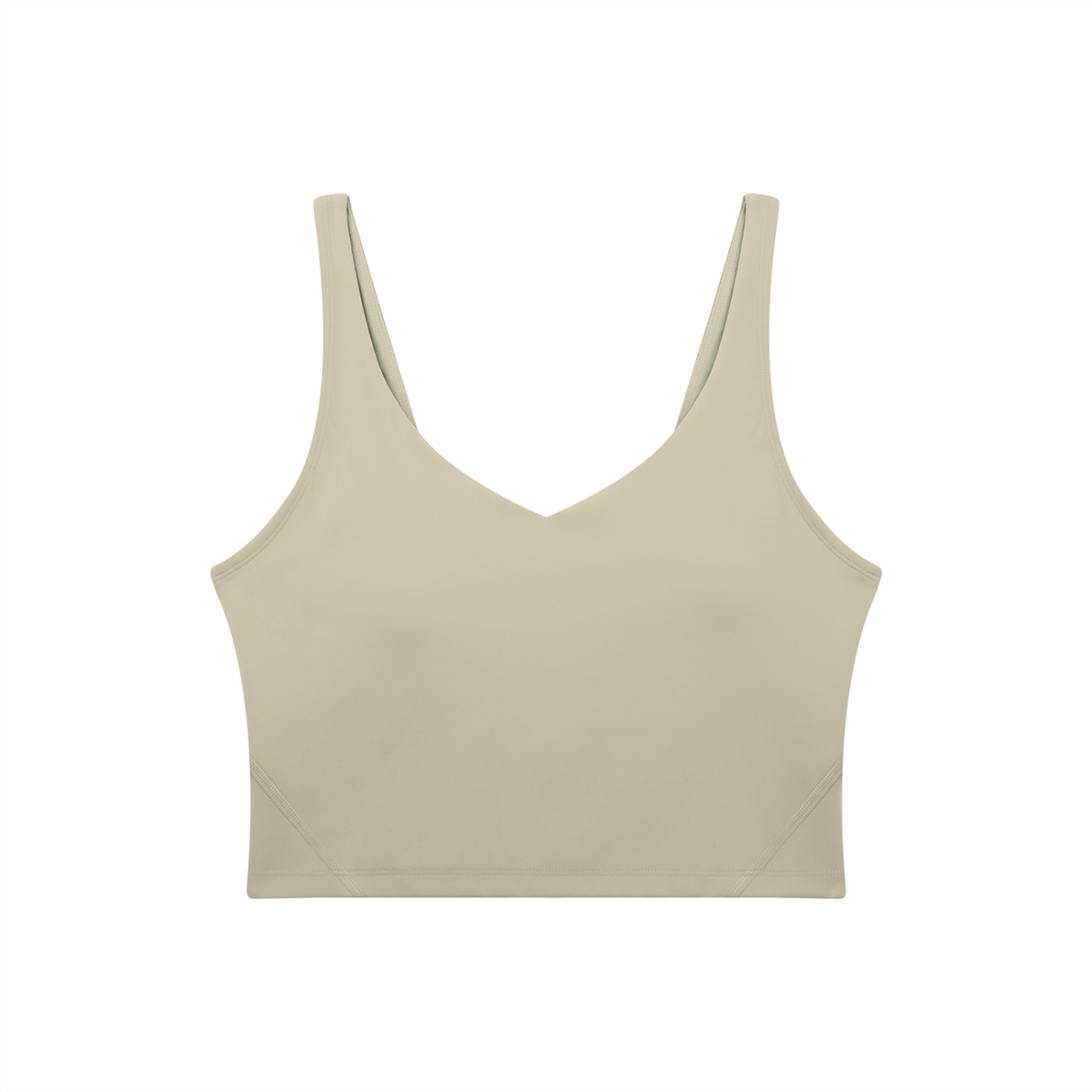 V-Neck Longline Tank in Pale Khaki, front view