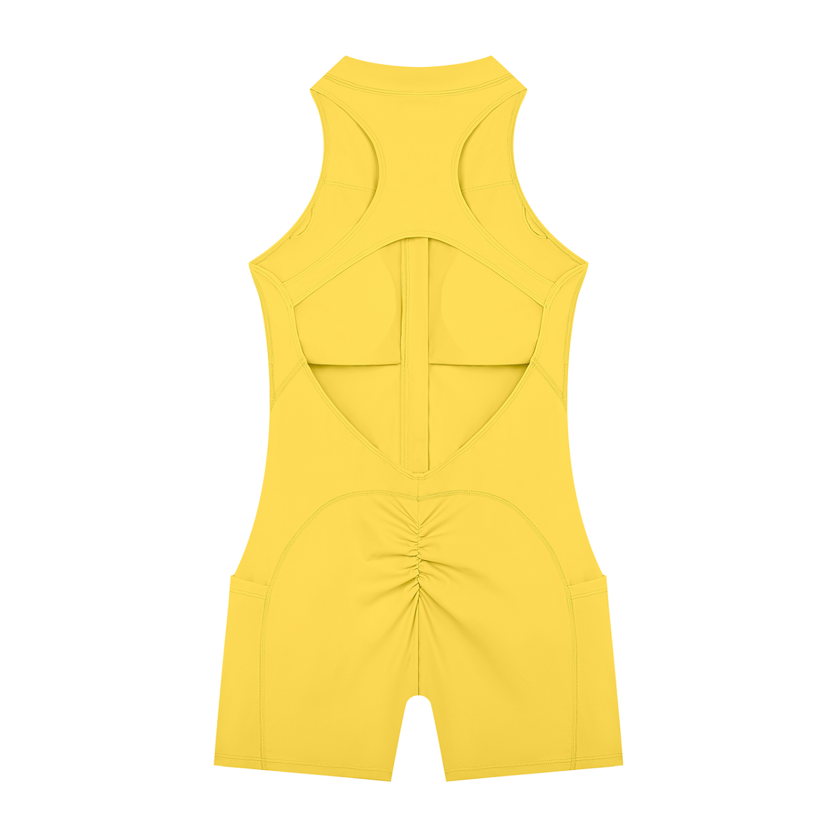 Quarter-Zip Romper in Yellow, back view