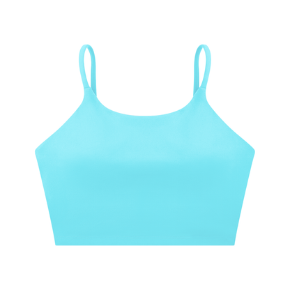 Strappy Longline Tank in Lake Blue, front view