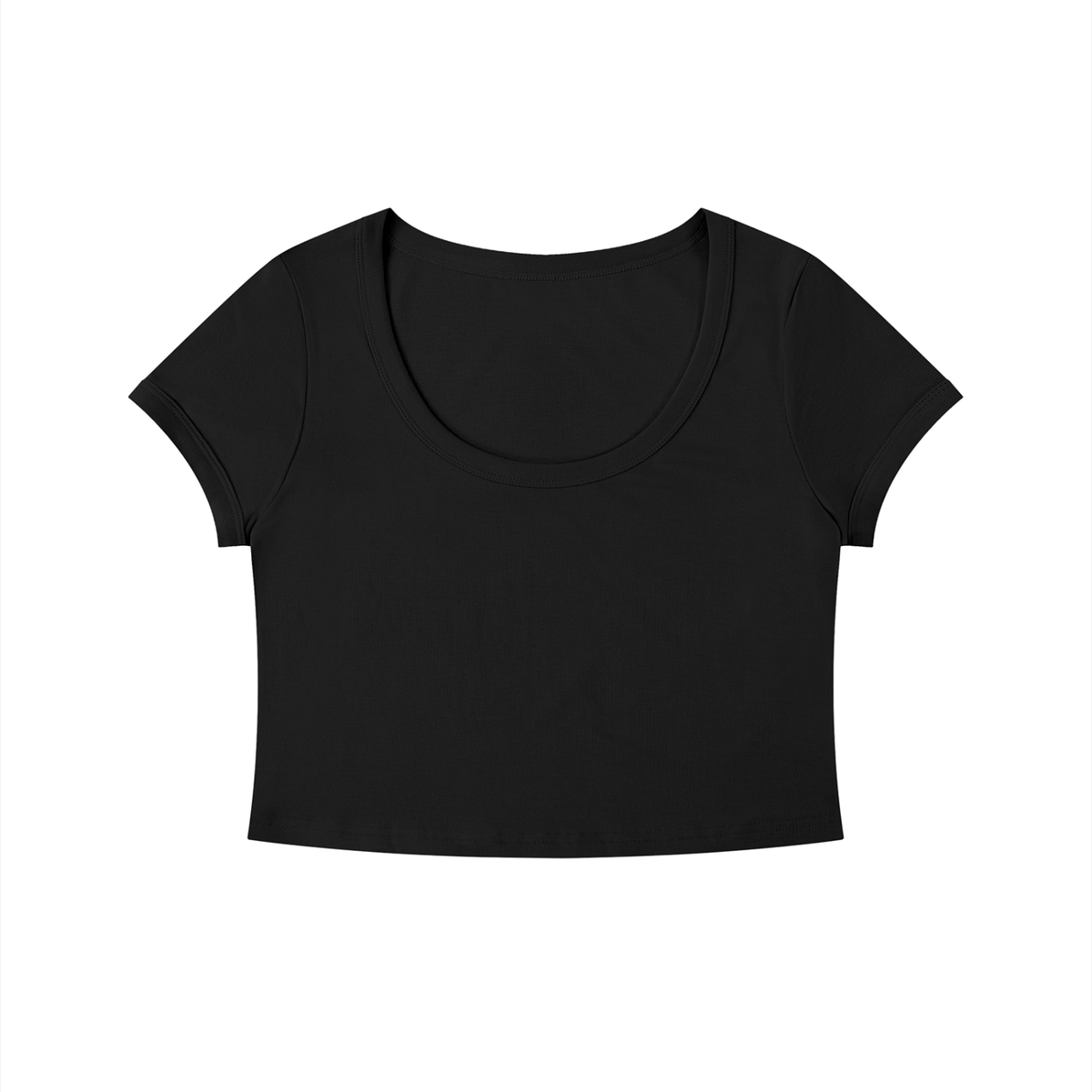 Slim Crop Tee in Black, front view