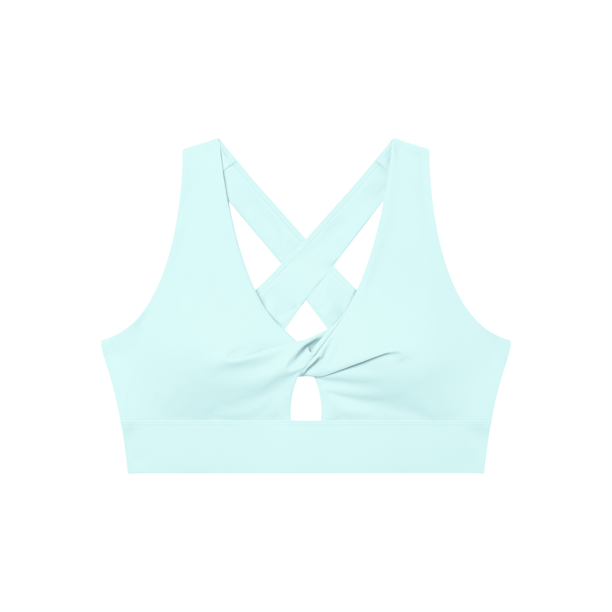Twist-Front Sports Bra in Sky Blue, front view