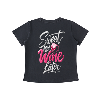 Sweat Now, Wine Later Tee in Black, back