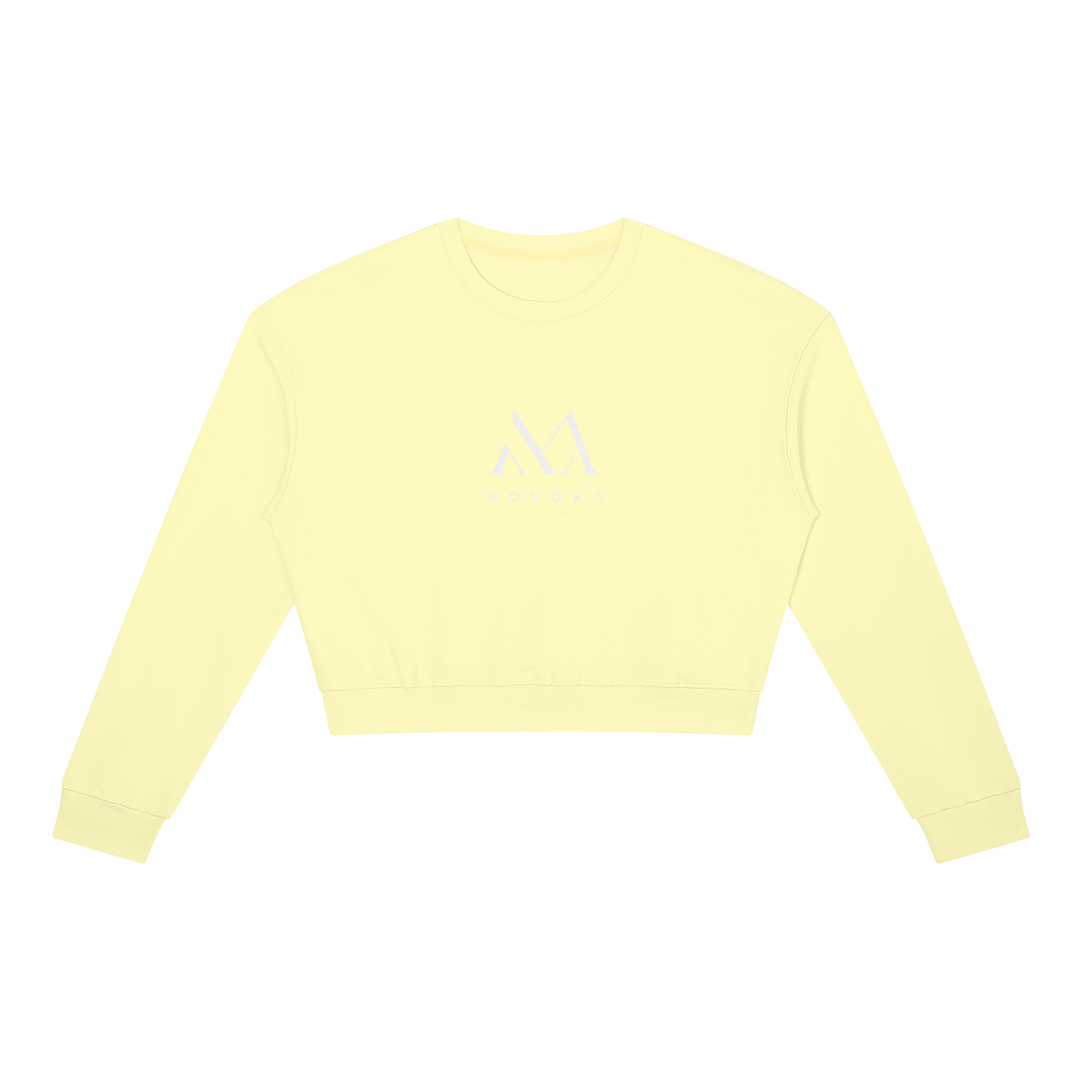 Cropped Crewneck Sweatshirt in Light Yellow, front view