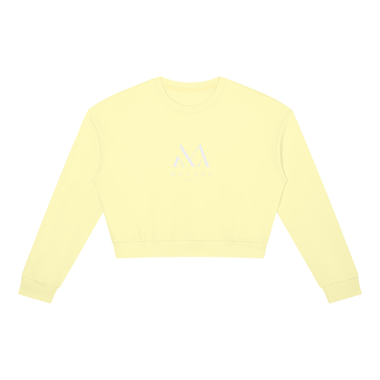 Cropped Crewneck Sweatshirt in Light Yellow, front view