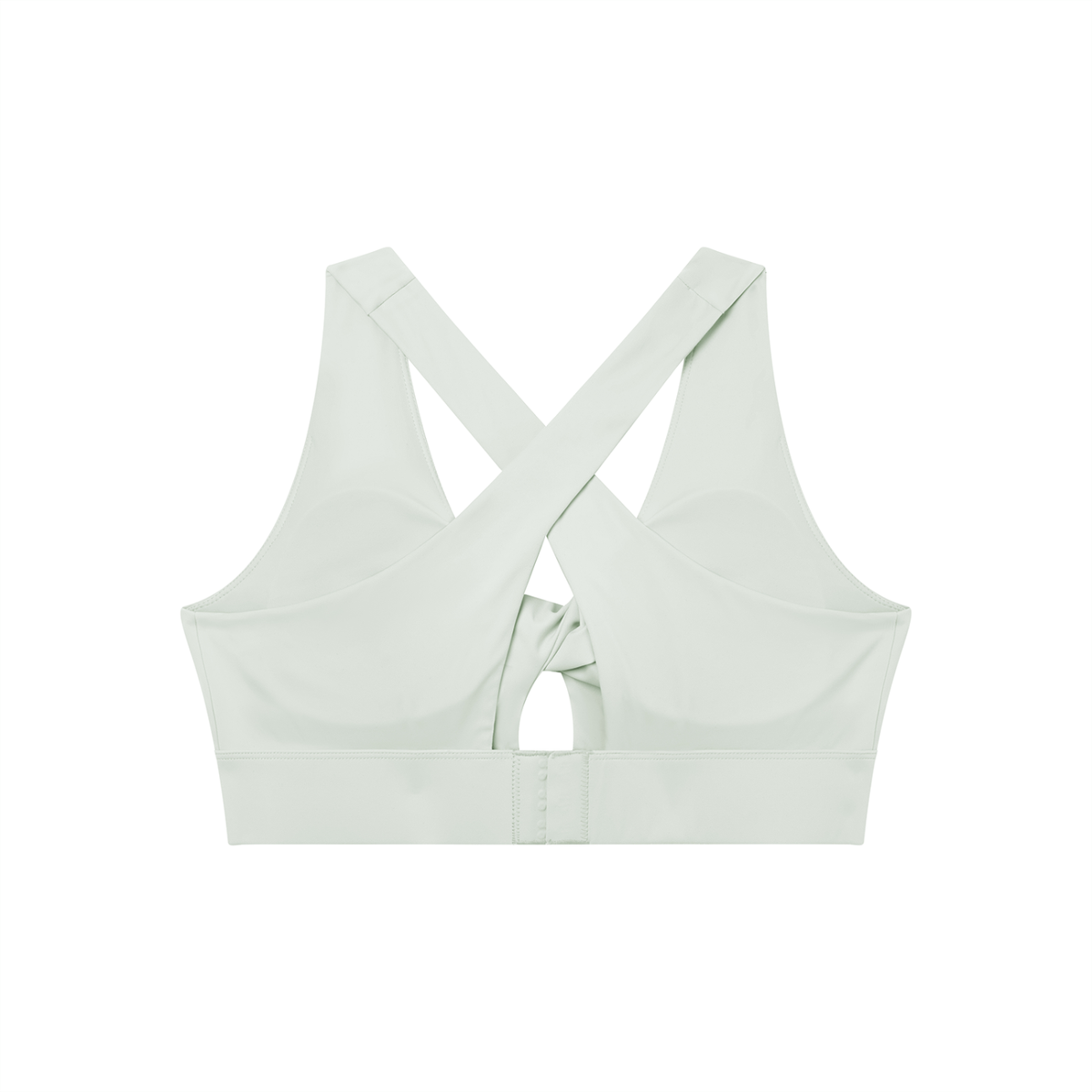 Twist-Front Sports Bra in Light Gray, back view