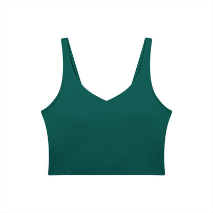 V-Neck Longline Tank in Dark Green, front view