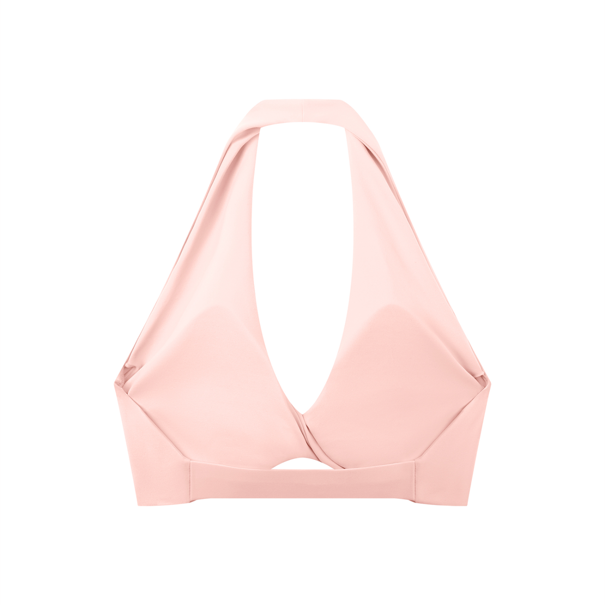 Pleated Halter Sports Bra in Pink, back view