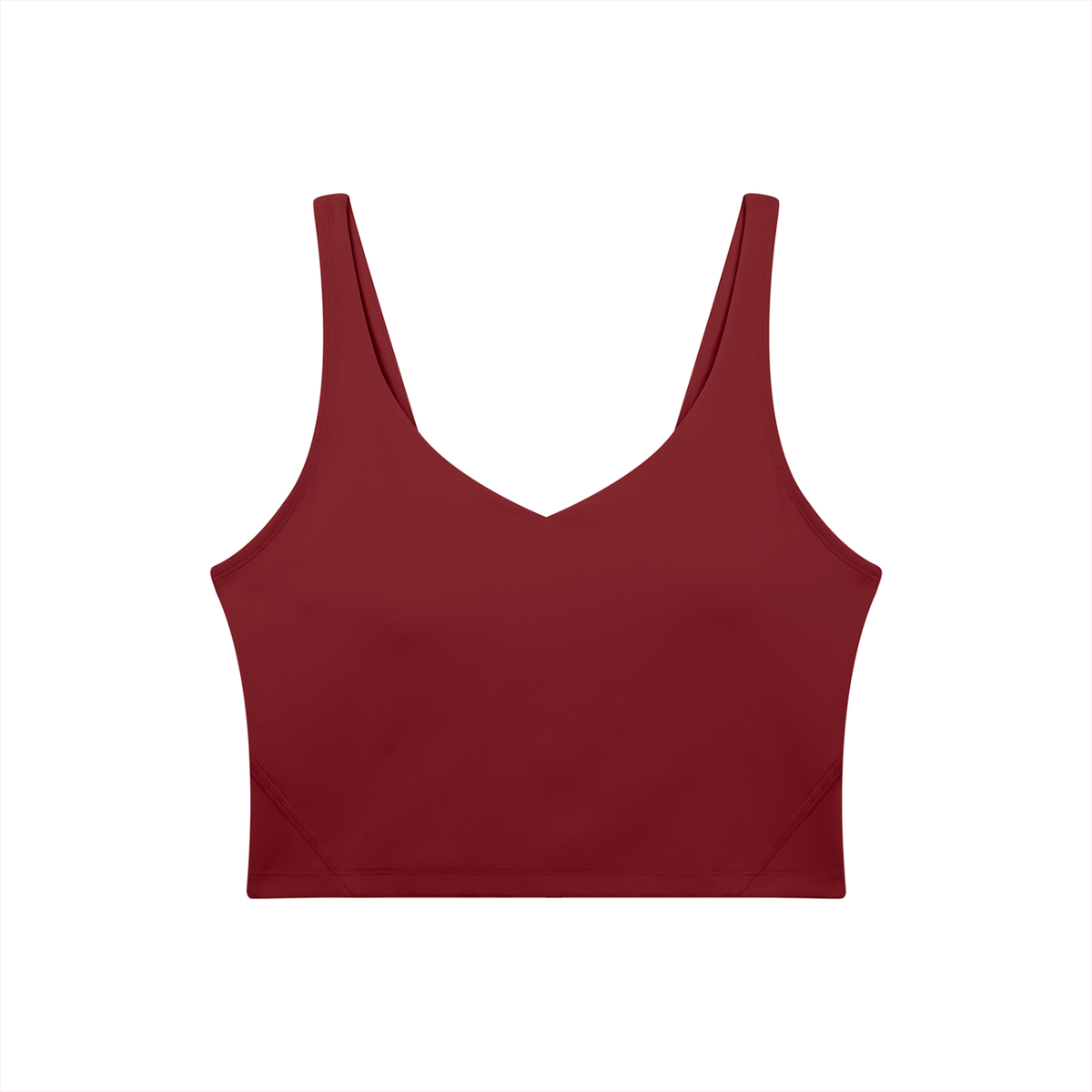 V-Neck Longline Tank in Wine Red, front view