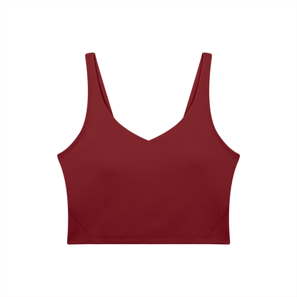V-Neck Longline Tank in Wine Red, front view