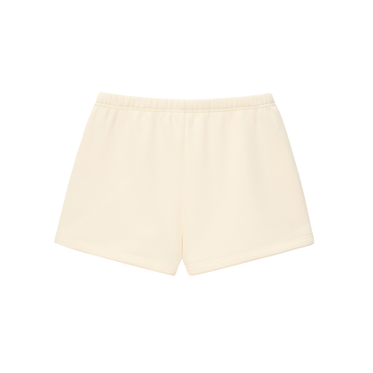 Drawstring Sweatshort in Cream Apricot, back view