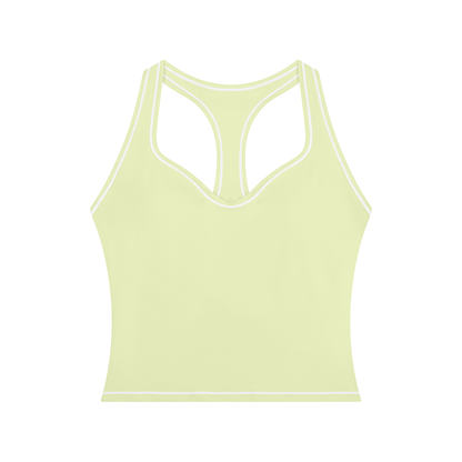 Topstitch Crop Tank in Light Green, front view