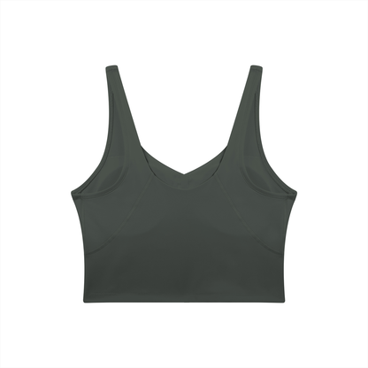 V-Neck Longline Tank in Gray, back view
