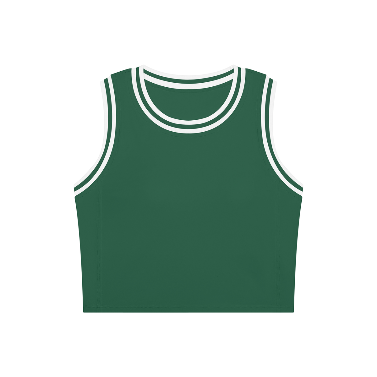 Color Block Crop Tank in Blackish Green with White, front view