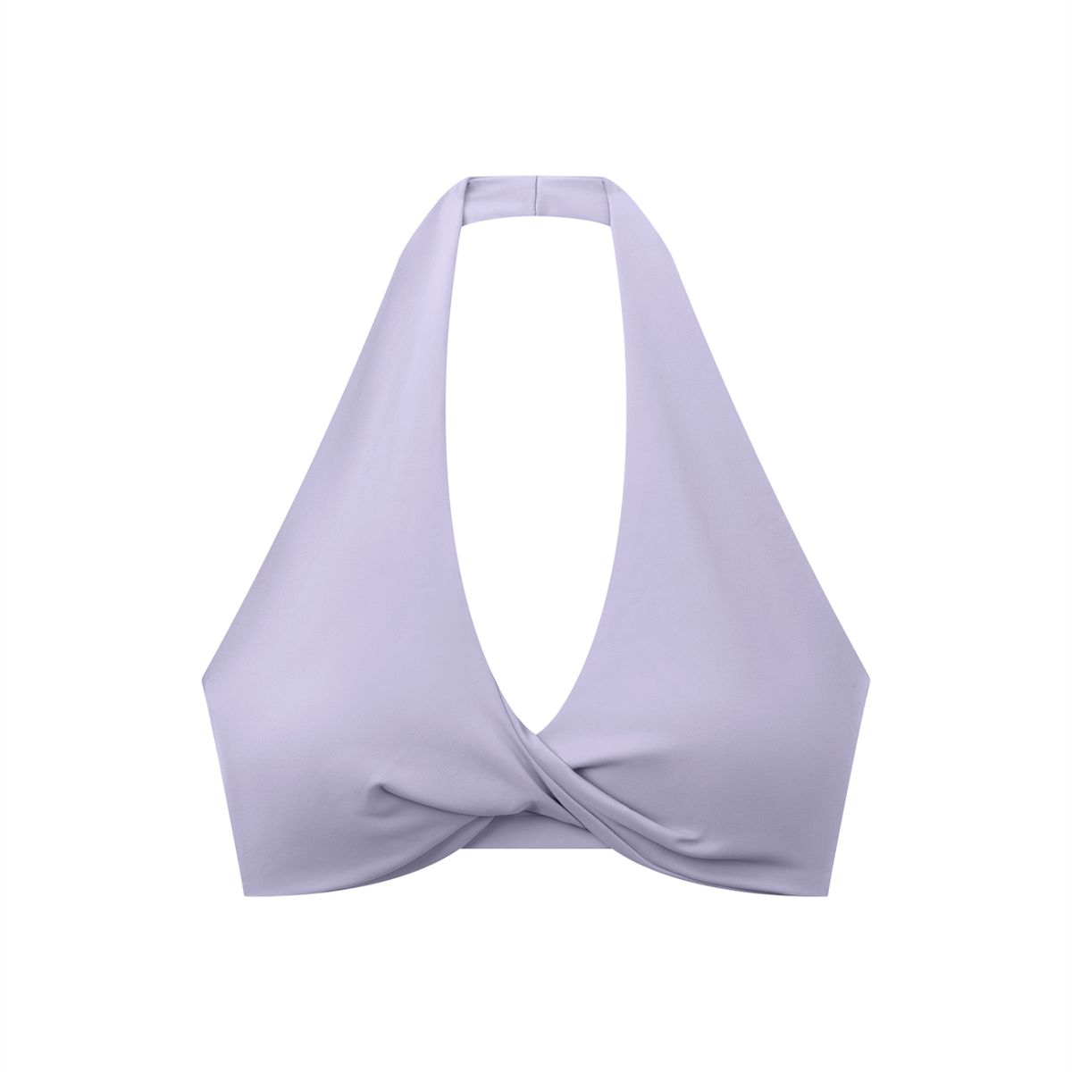 Pleated Halter Sports Bra in Purple, front view