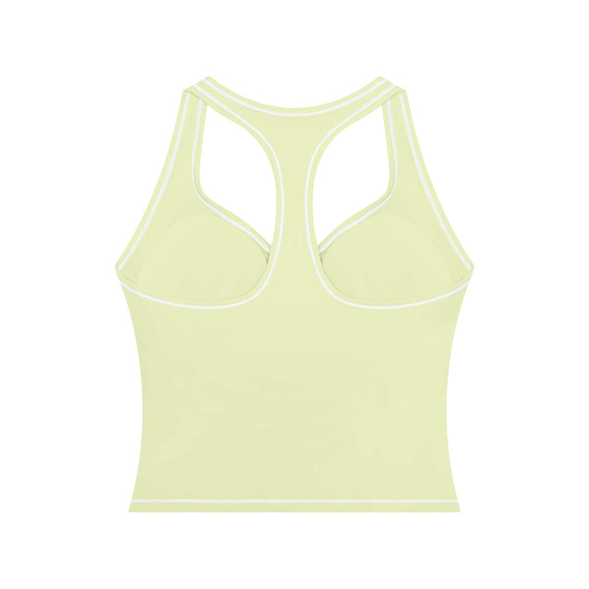 Topstitch Crop Tank in Light Green, back view