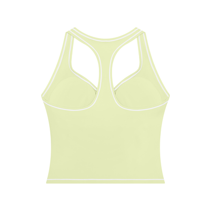 Topstitch Crop Tank in Light Green, back view