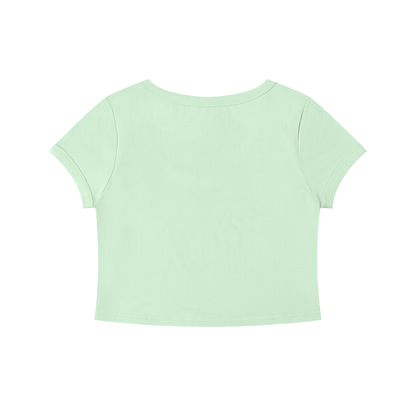 Slim Crop Tee in Light Green, back view