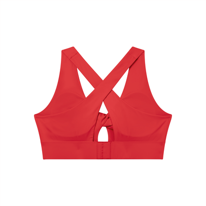 Twist-Front Sports Bra in Red, back view