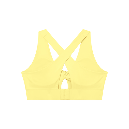 Twist-Front Sports Bra in Yellow, back view