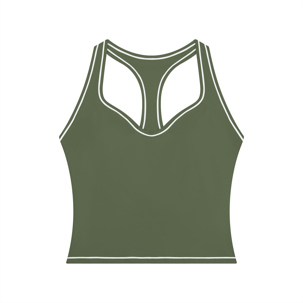 Topstitch Crop Tank in Gray Green, front view