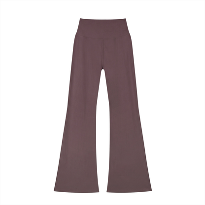 High-Rise Flare Legging in Plum Purple, back view