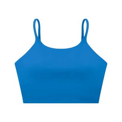Strappy Longline Tank in Colorful Blue, front view