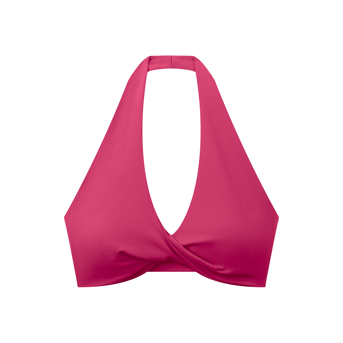Pleated Halter Sports Bra in Rose Red, front view