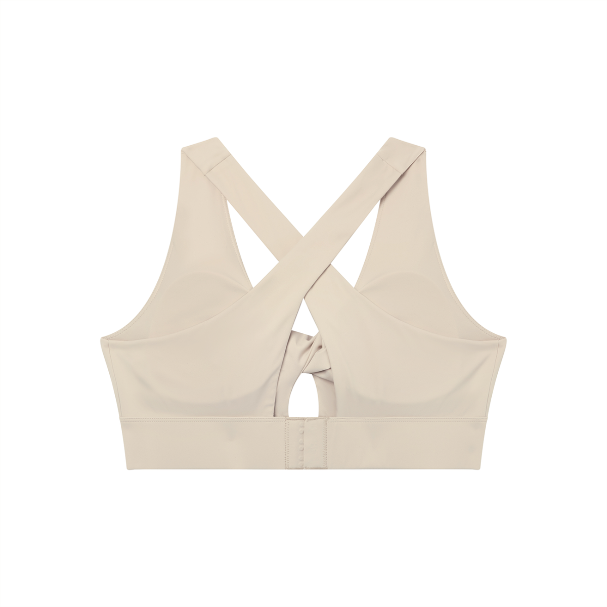 Twist-Front Sports Bra in Khaki, back view
