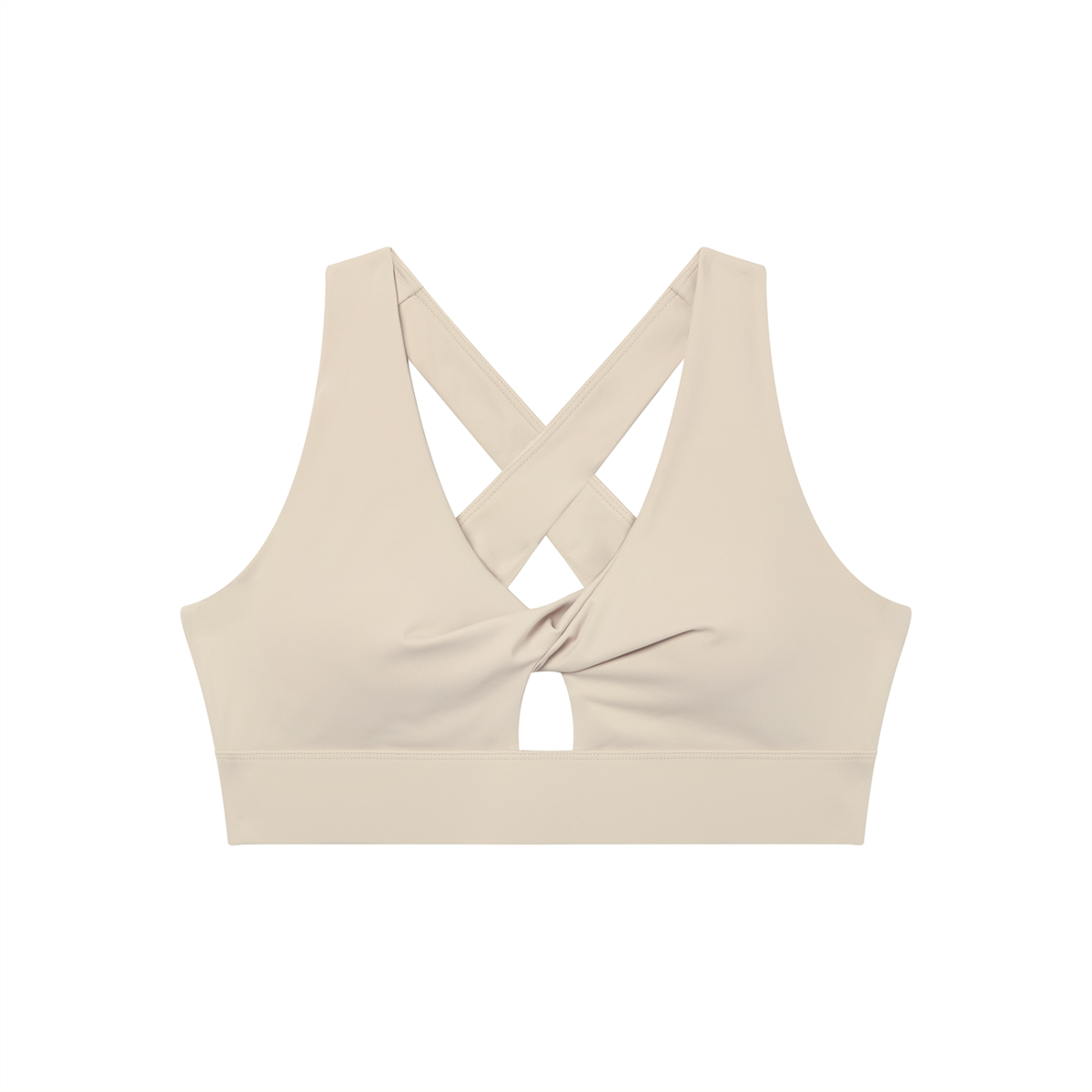 Twist-Front Sports Bra in Khaki, front view