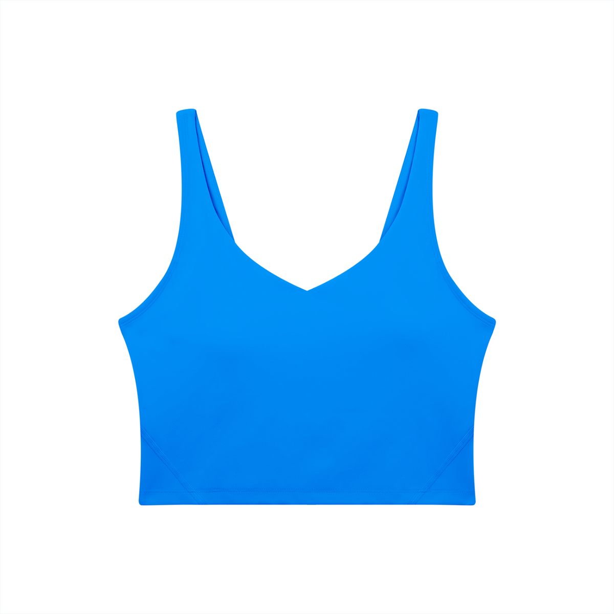 V-Neck Longline Tank in Colorful Blue, front view