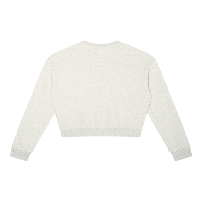 Cropped Crewneck Sweatshirt in Oat Gray, back view