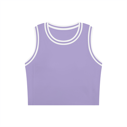 Color Block Crop Tank in Purple with White, front view