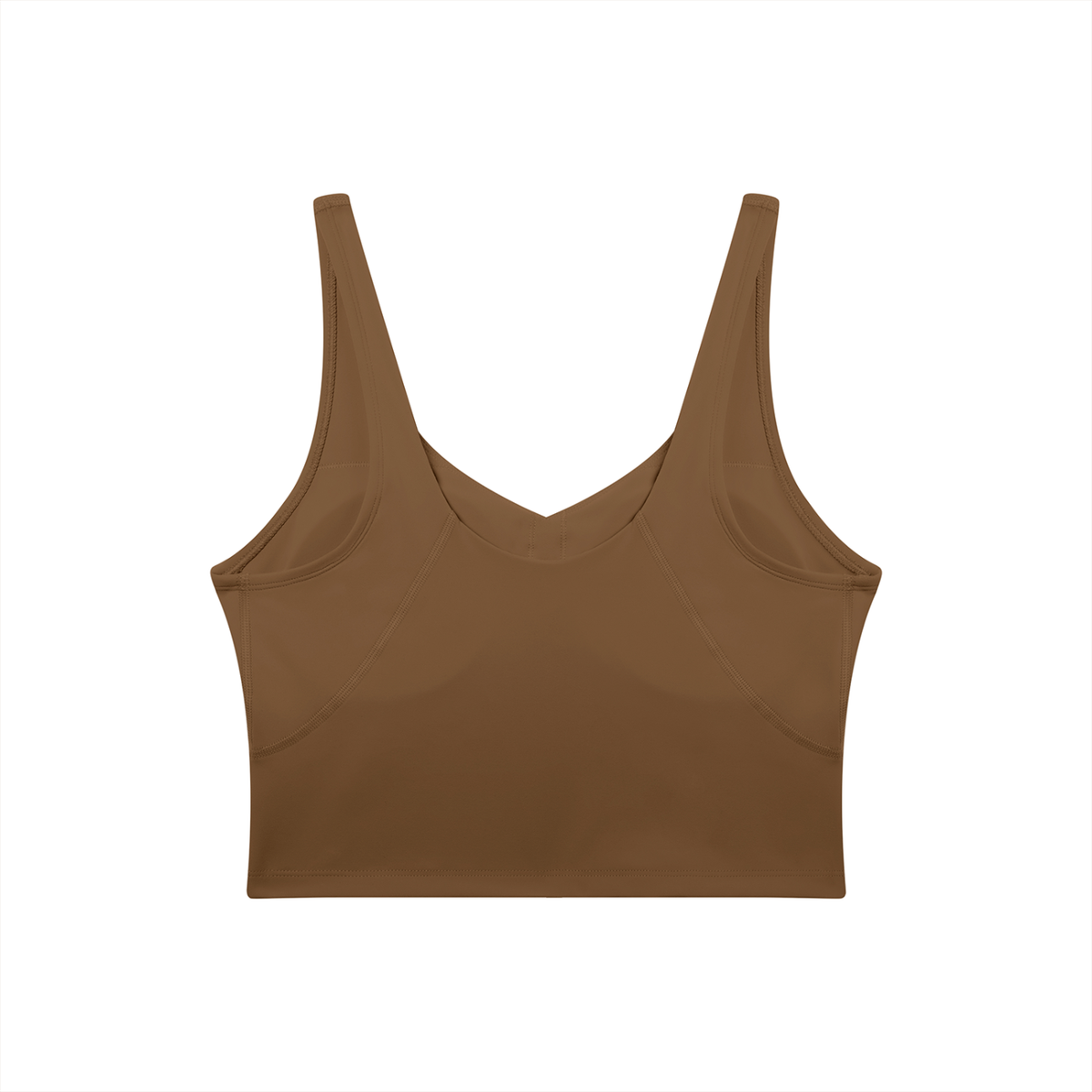 V-Neck Longline Tank in Coffee, back view