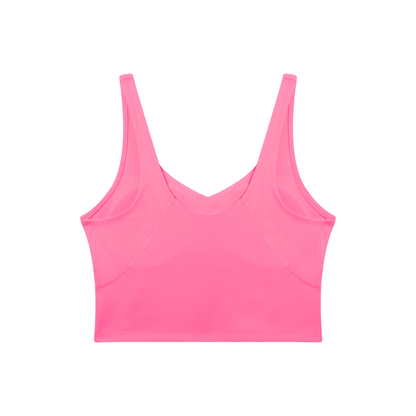 V-Neck Longline Tank in Rose Red, back view