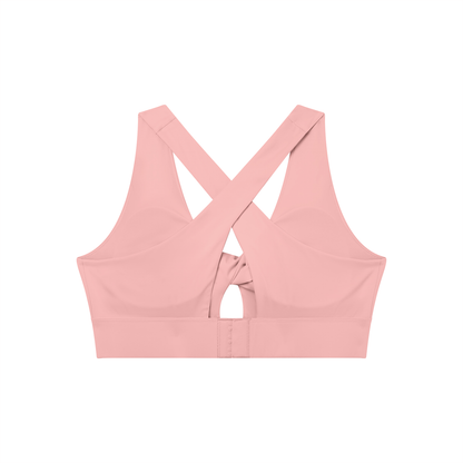 Twist-Front Sports Bra in Pink, back view