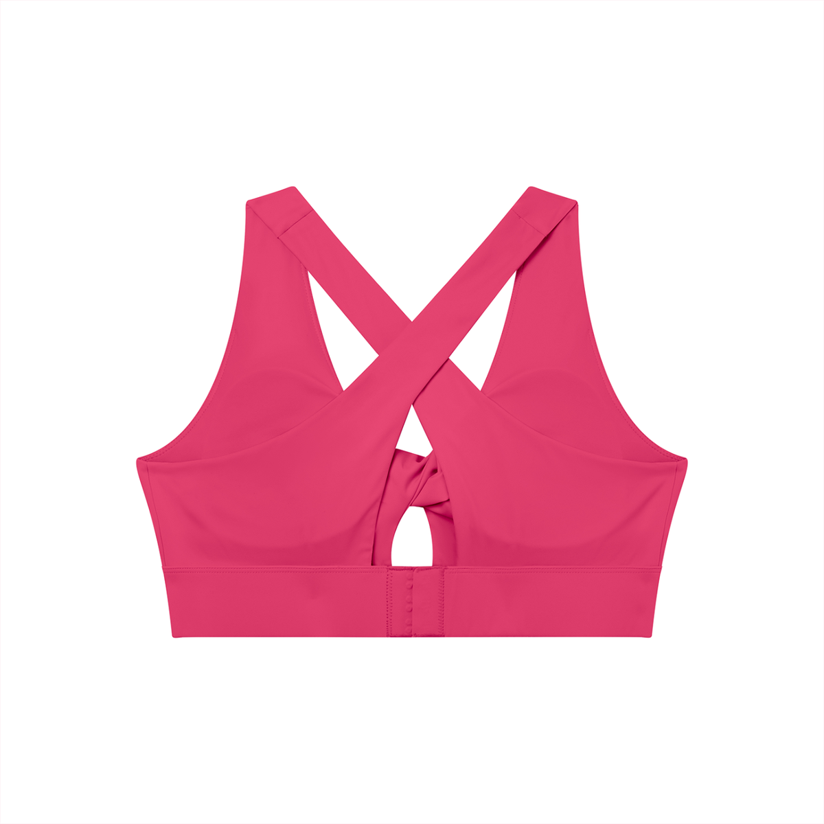 Twist-Front Sports Bra in Rose Red, back view