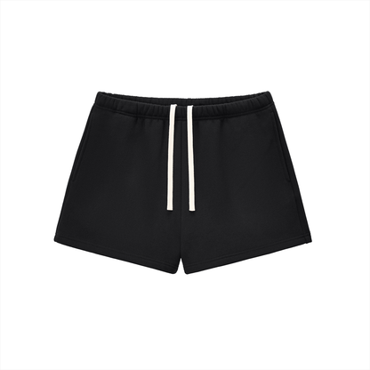 Drawstring Sweatshort in Black, front view