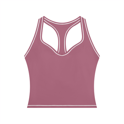 Topstitch Crop Tank in Purple, front view
