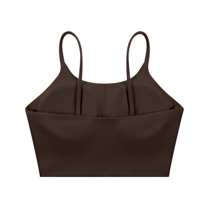 Strappy Longline Tank in Coffee, back view