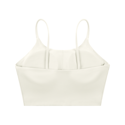Strappy Longline Tank in White, back view