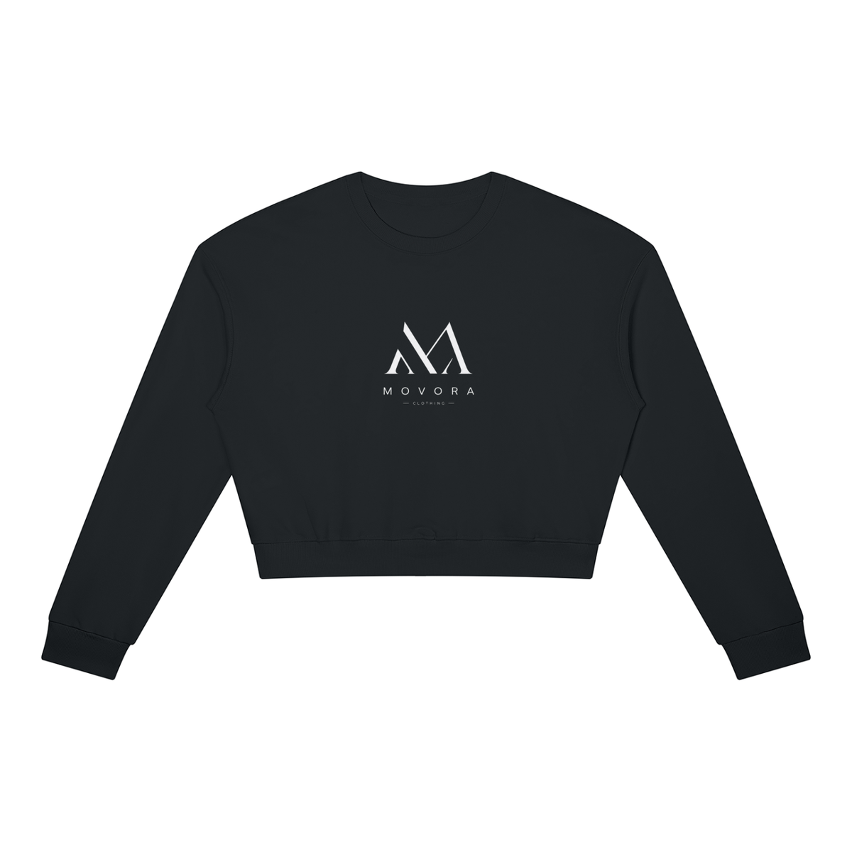 Cropped Crewneck Sweatshirt in Black, front view